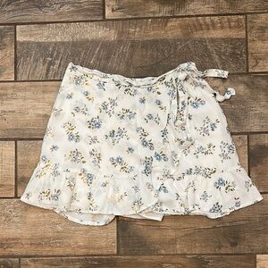 Floral Wrap Skirt with Ruffle Hem